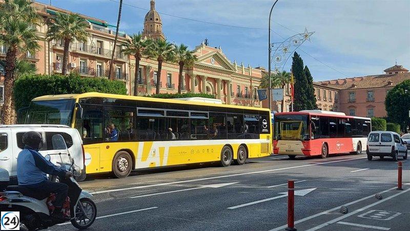 Incremento del 4,1% en el uso de autobuses urbanos en Murcia durante noviembre.