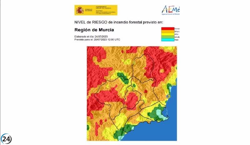 Alto riesgo de incendios forestales en toda la Región, excluyendo el litoral.