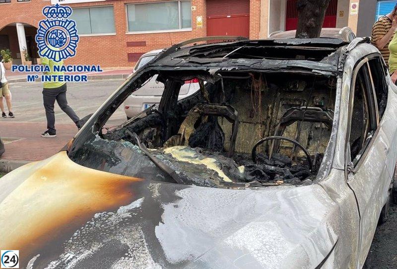 Arrestado un individuo acusado del incendio que arrasó vehículos y contenedores en Murcia